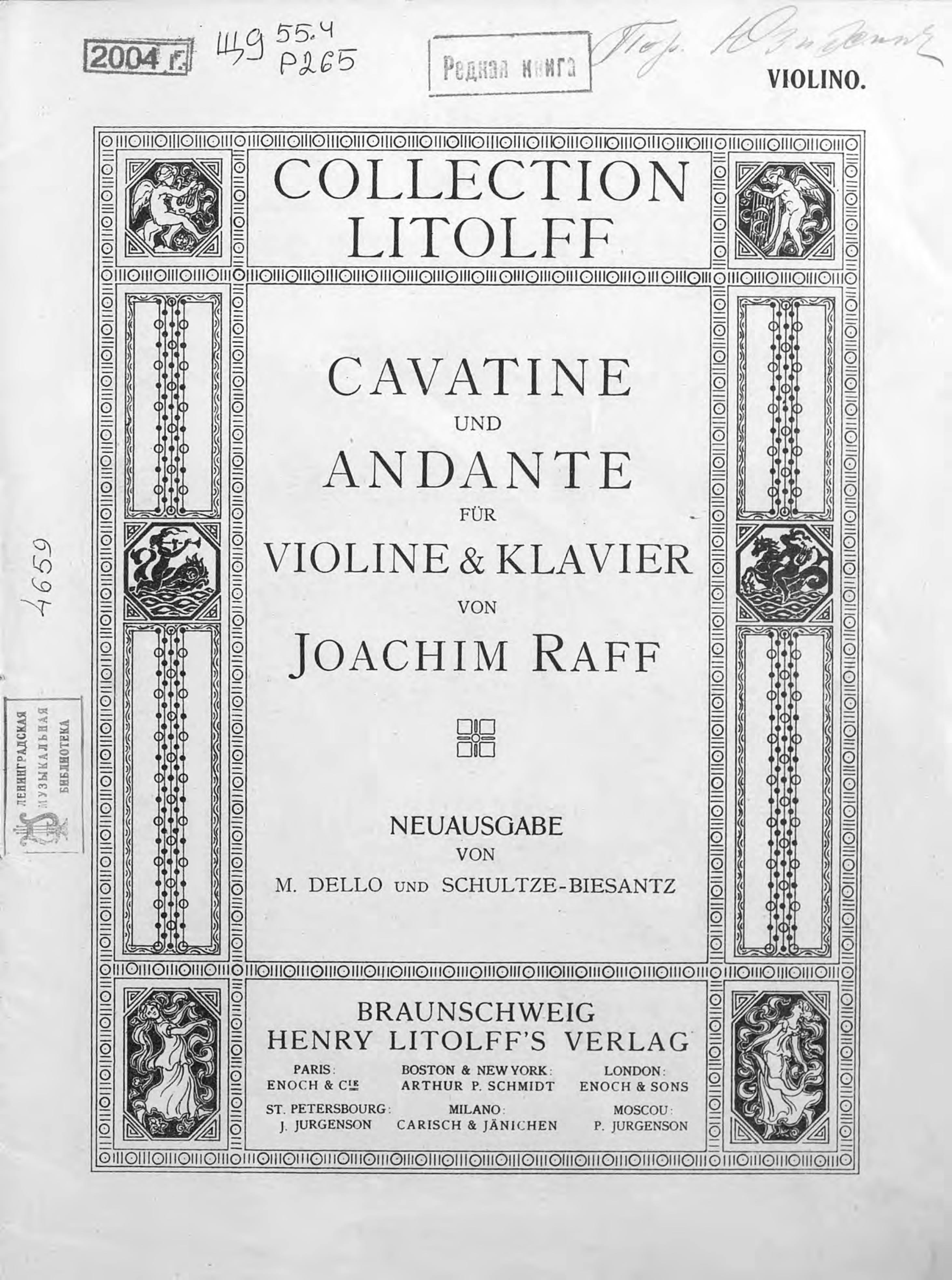 Cavatine, op. 85,№ 3 und Andante fur violine&Klavier von J. Raff