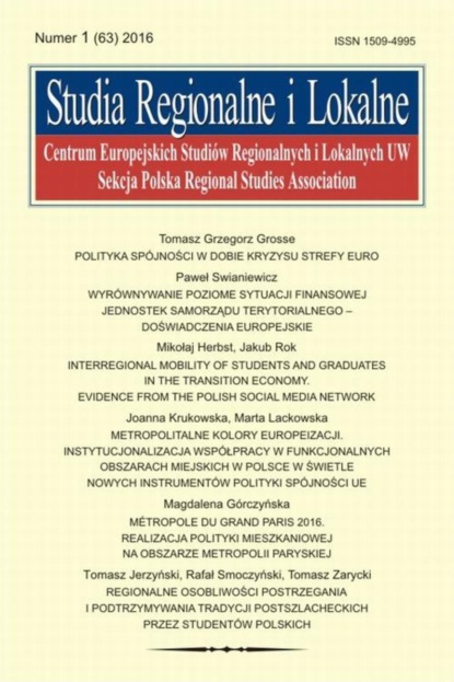 

Studia Regionalne i Lokalne nr 1(63)/2016