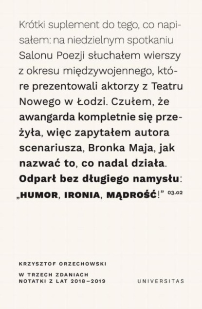 

W trzech zdaniach. Notatki z lat 2018/2019